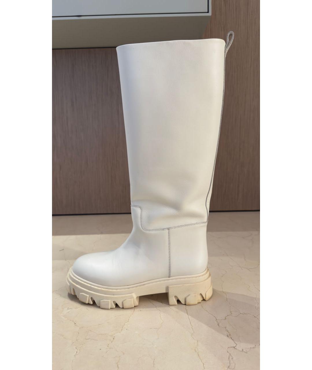 GIA COUTURE Белые кожаные сапоги, фото 2