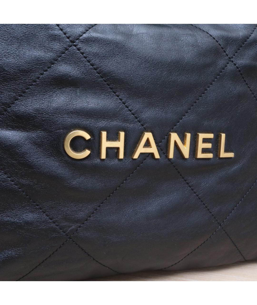 CHANEL Черная кожаная сумка тоут, фото 8