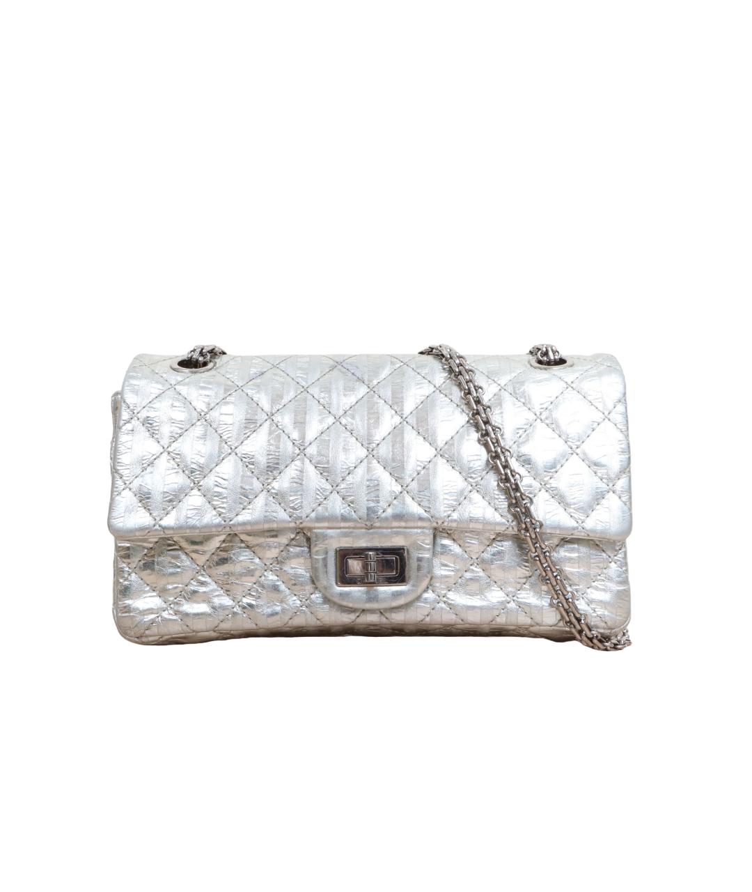 CHANEL Серебряная кожаная сумка через плечо, фото 1