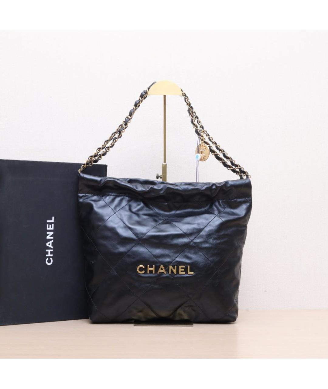 CHANEL Черная кожаная сумка тоут, фото 2
