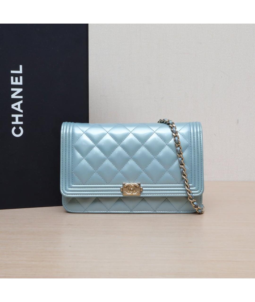 CHANEL Голубая кожаная сумка через плечо, фото 2