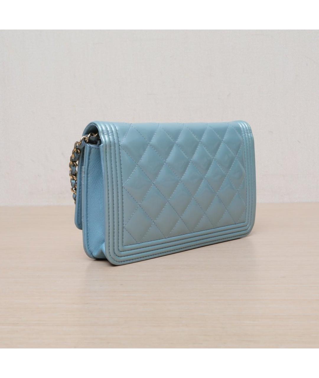 CHANEL Голубая кожаная сумка через плечо, фото 6