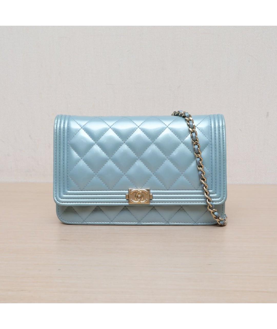 CHANEL Голубая кожаная сумка через плечо, фото 3