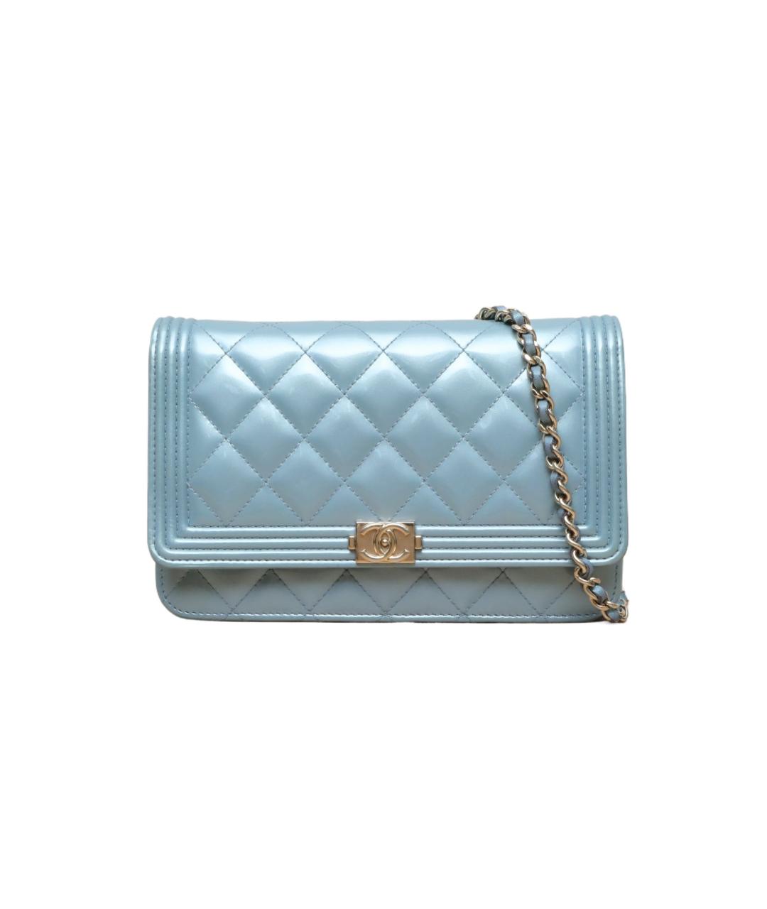 CHANEL Голубая кожаная сумка через плечо, фото 1