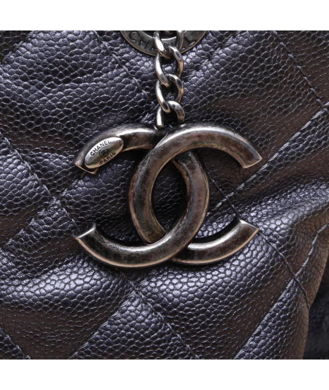 CHANEL Черная кожаная сумка тоут, фото 8