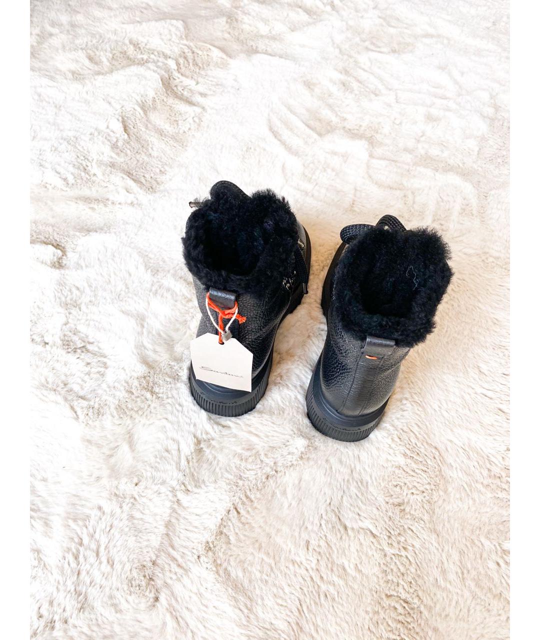 SANTONI Черные кожаные ботинки, фото 7