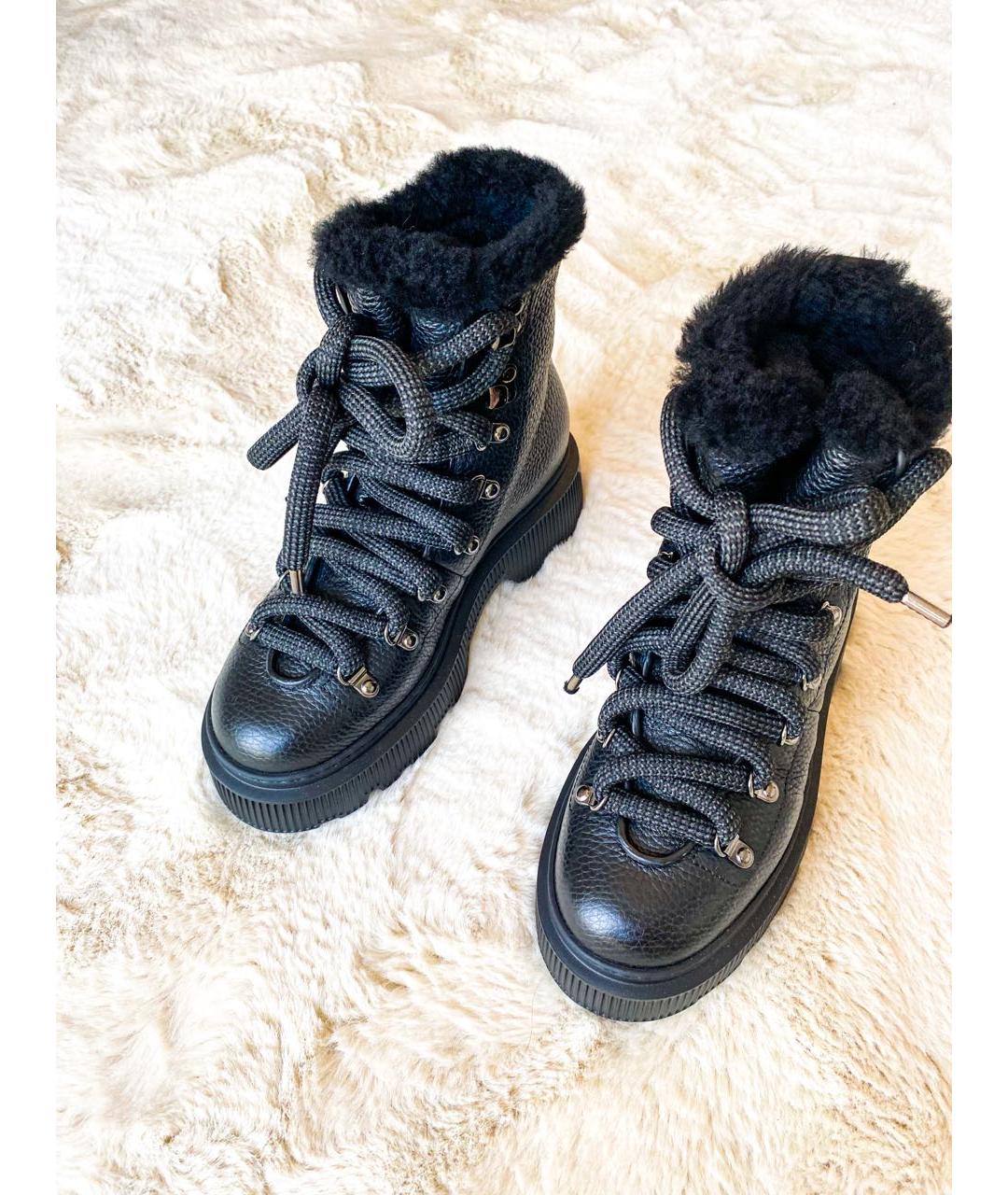 SANTONI Черные кожаные ботинки, фото 5