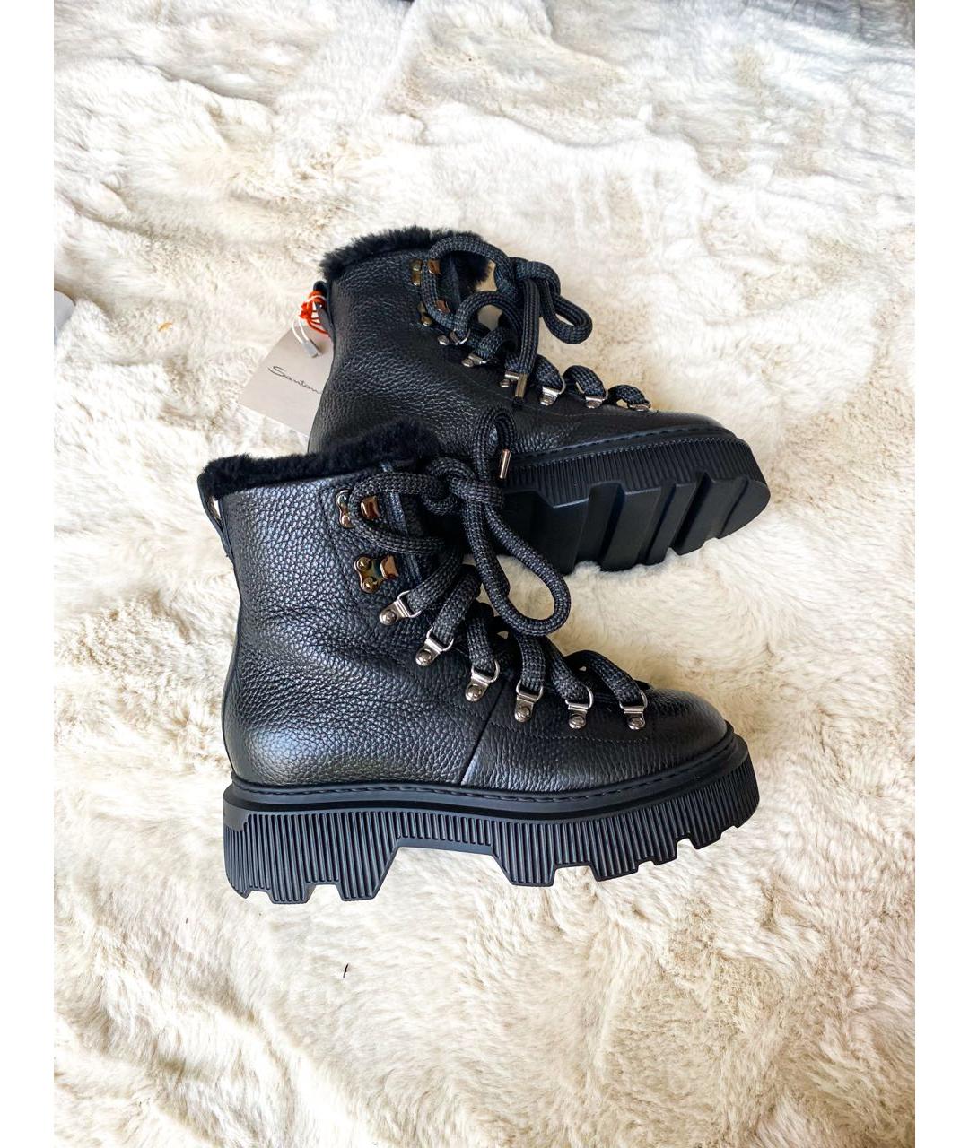 SANTONI Черные кожаные ботинки, фото 2