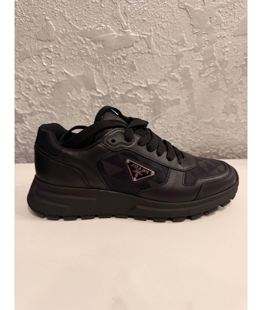 PRADA Черные кожаные высокие кроссовки / кеды, фото 8