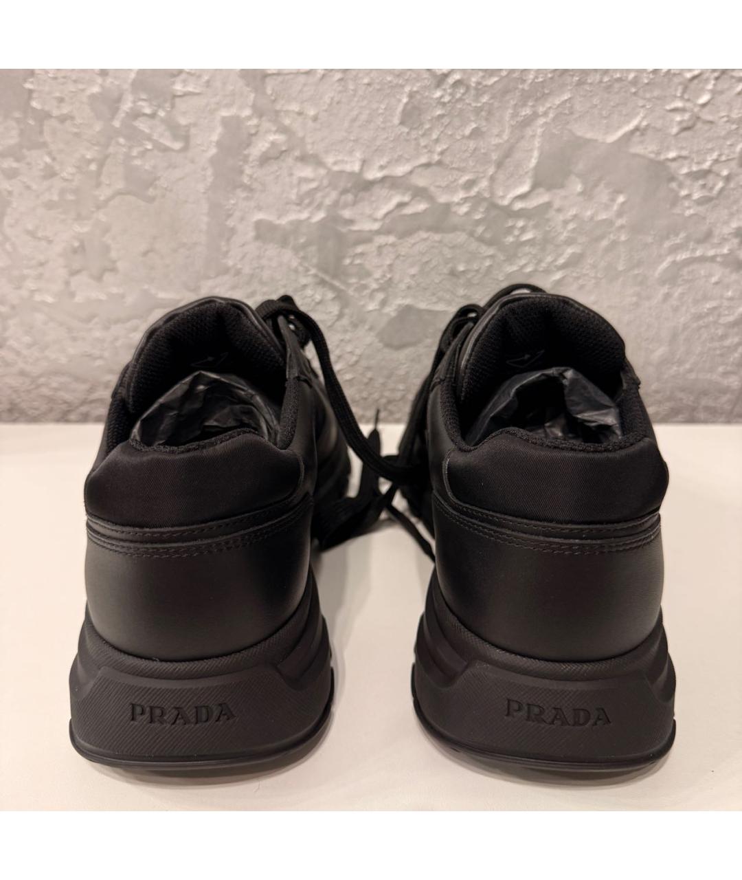 PRADA Черные кожаные высокие кроссовки / кеды, фото 4