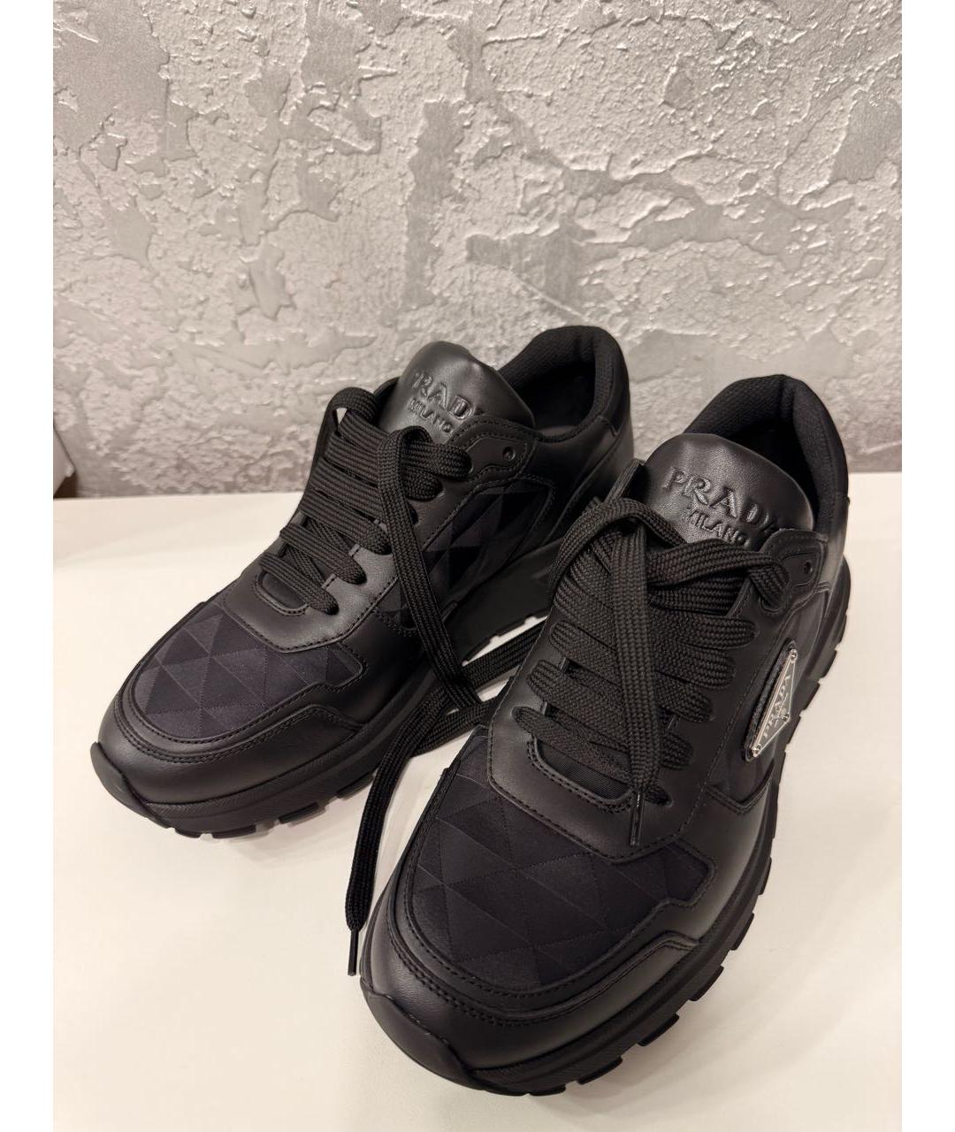 PRADA Черные кожаные высокие кроссовки / кеды, фото 5