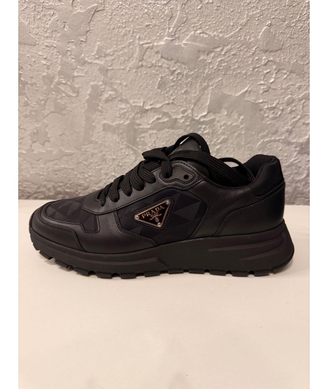 PRADA Черные кожаные высокие кроссовки / кеды, фото 7