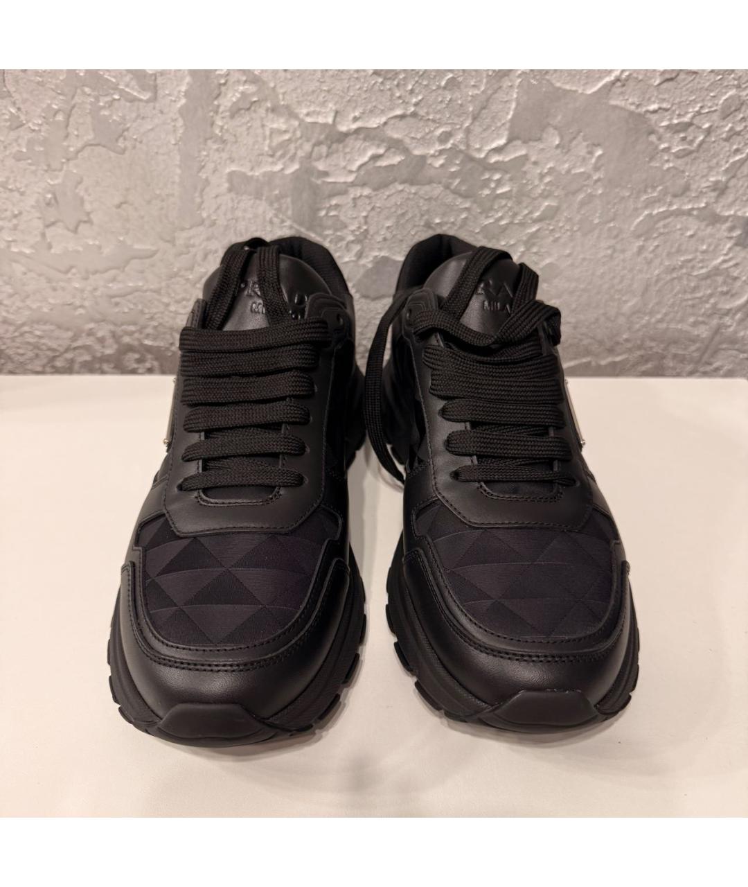 PRADA Черные кожаные высокие кроссовки / кеды, фото 2