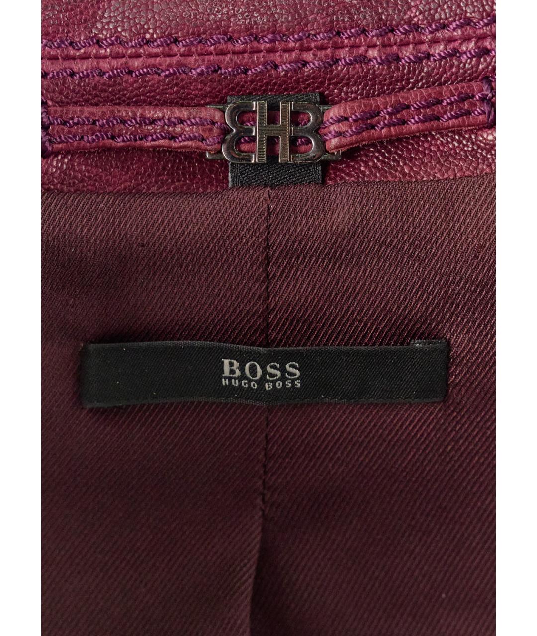 HUGO BOSS Бордовая кожаная куртка, фото 3