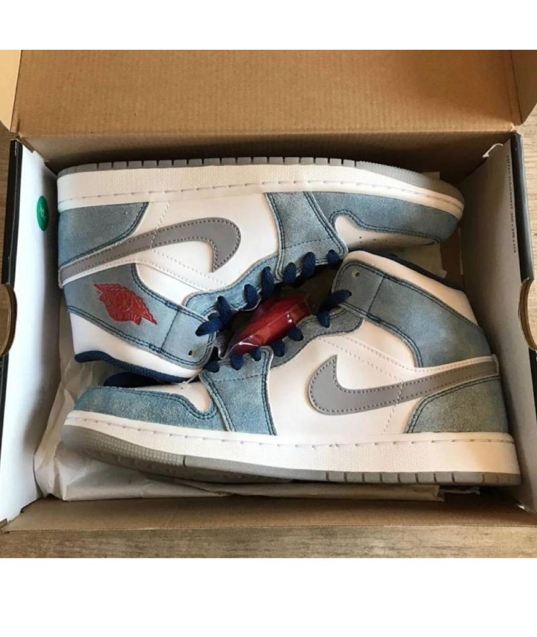 JORDAN Голубые нубуковые кроссовки, фото 2