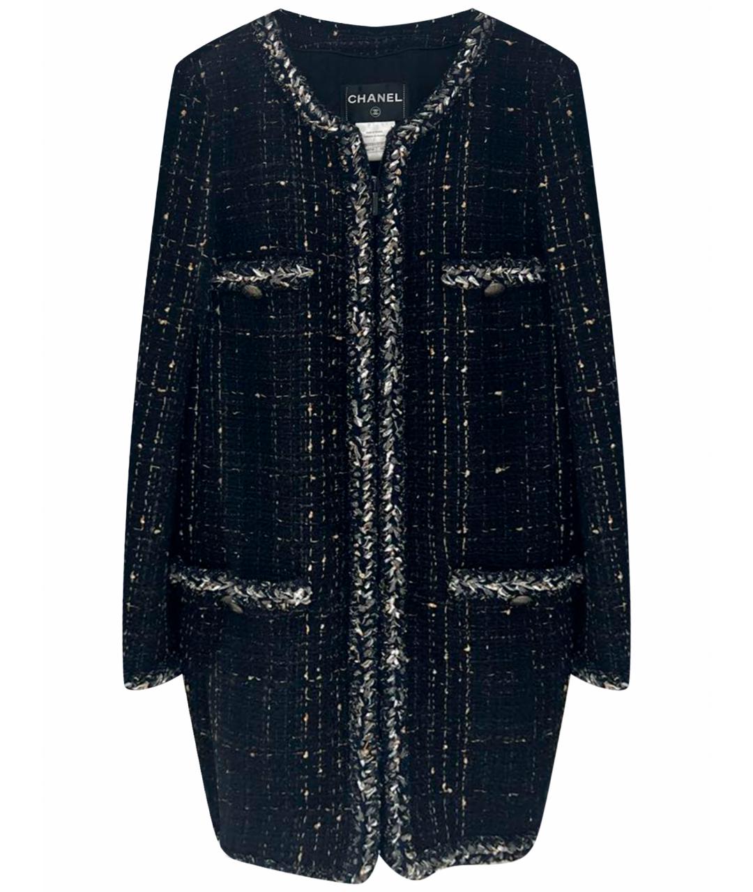 CHANEL Черное шерстяное пальто, фото 1