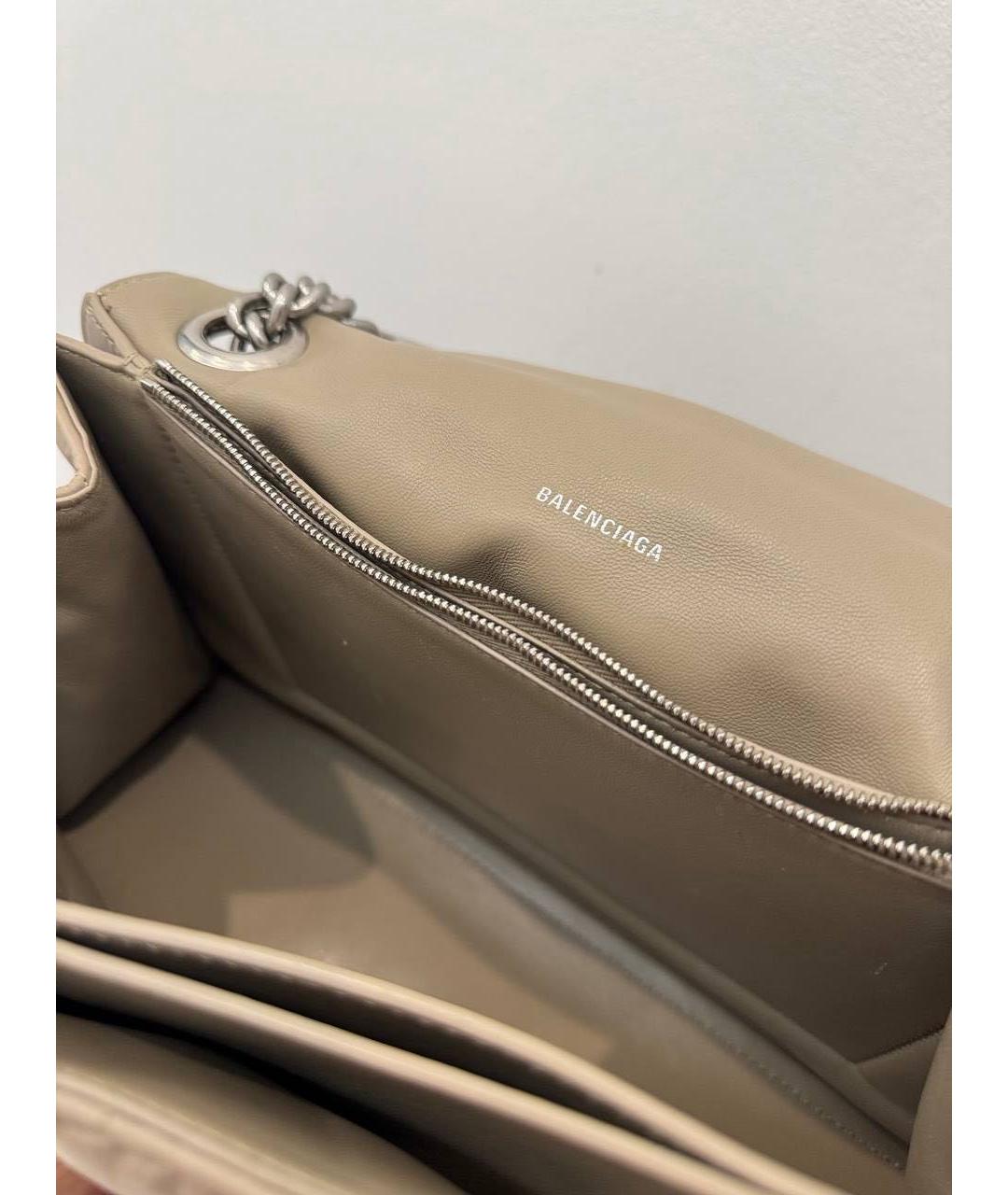 BALENCIAGA Бежевая кожаная сумка через плечо, фото 4