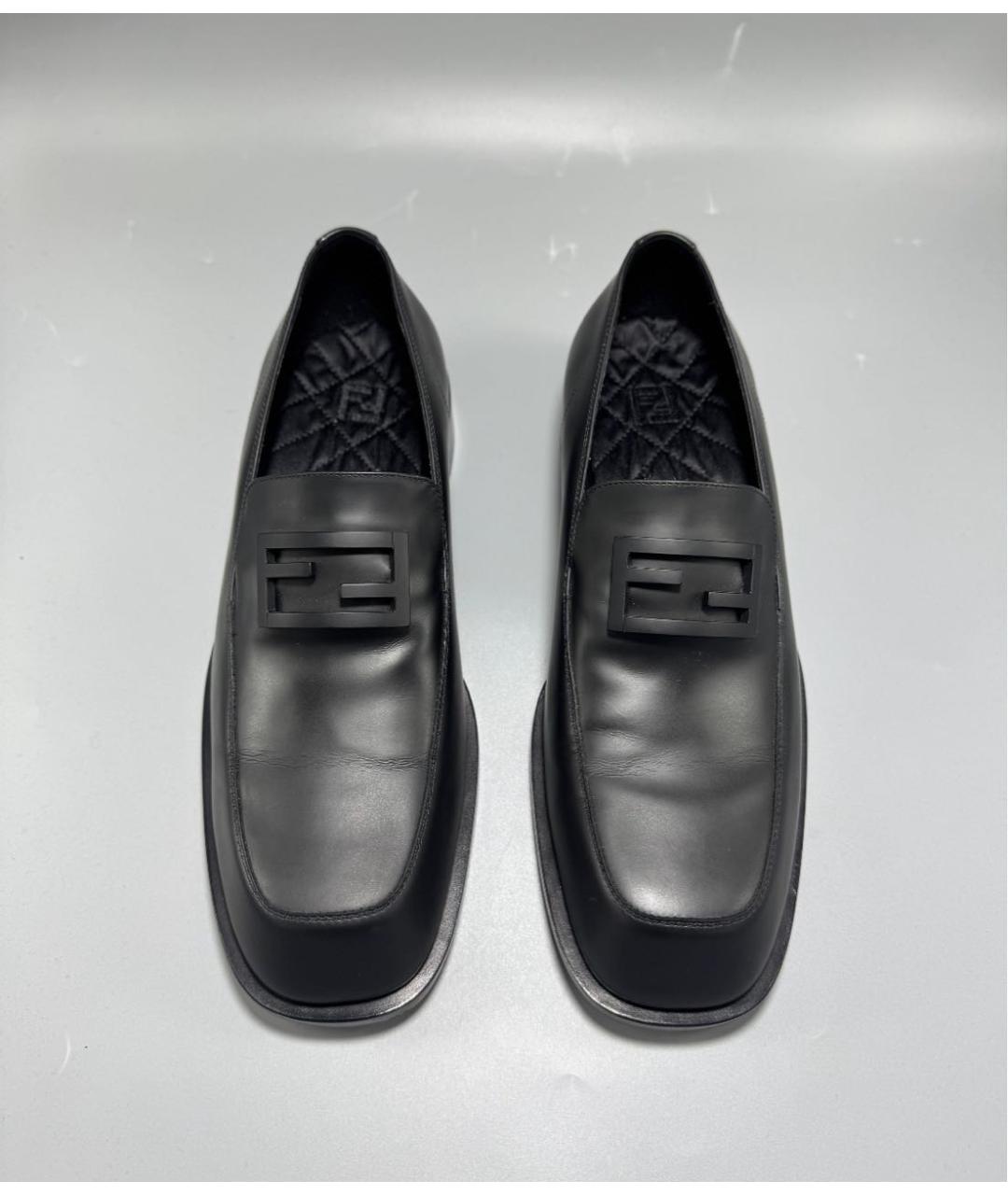 FENDI Черные кожаные лоферы, фото 2