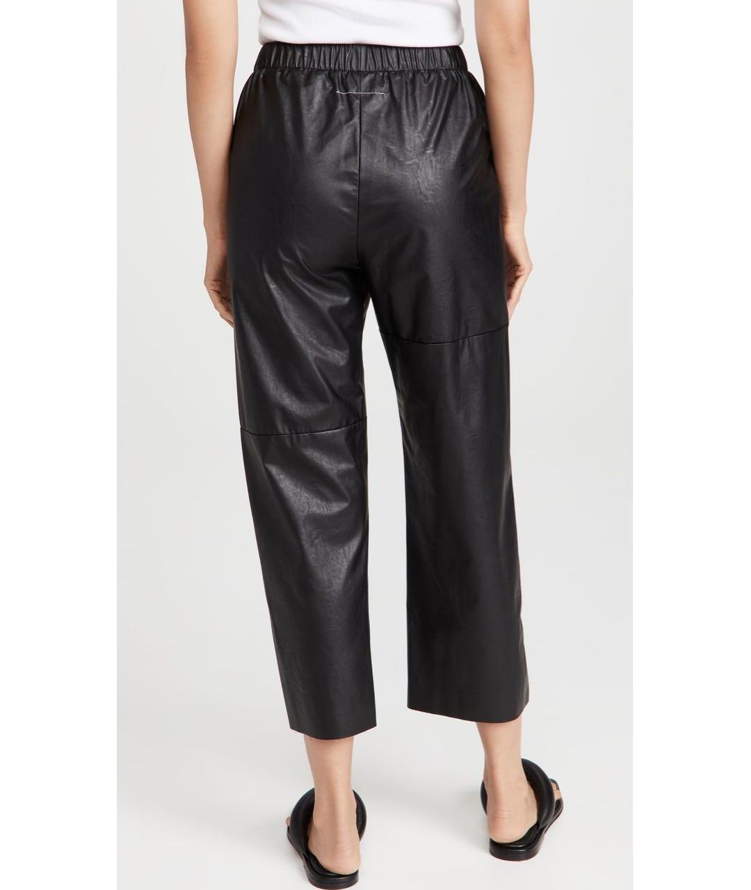 MM6 MAISON MARGIELA Черные кожаные брюки широкие, фото 3