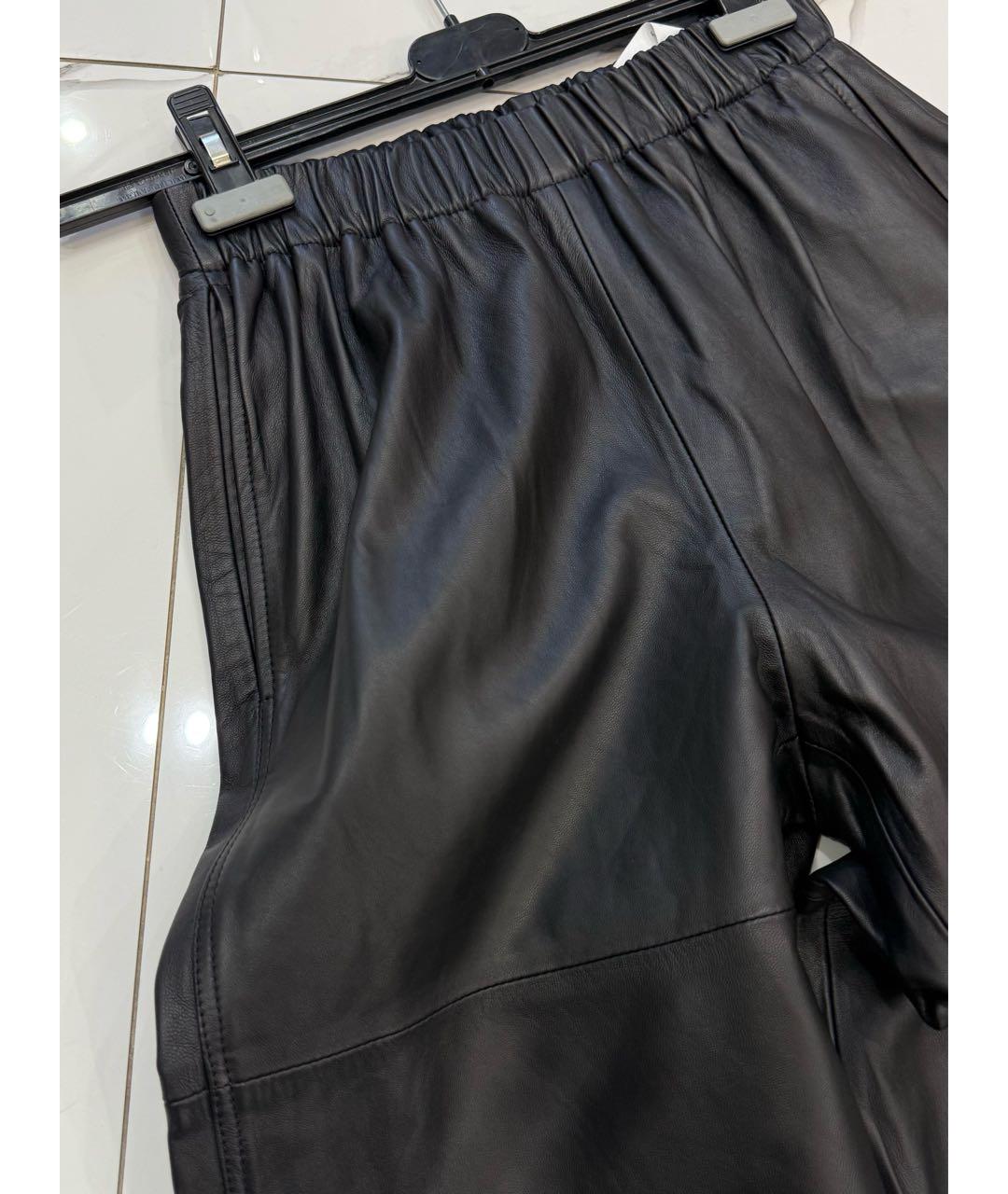 MM6 MAISON MARGIELA Черные кожаные брюки широкие, фото 6