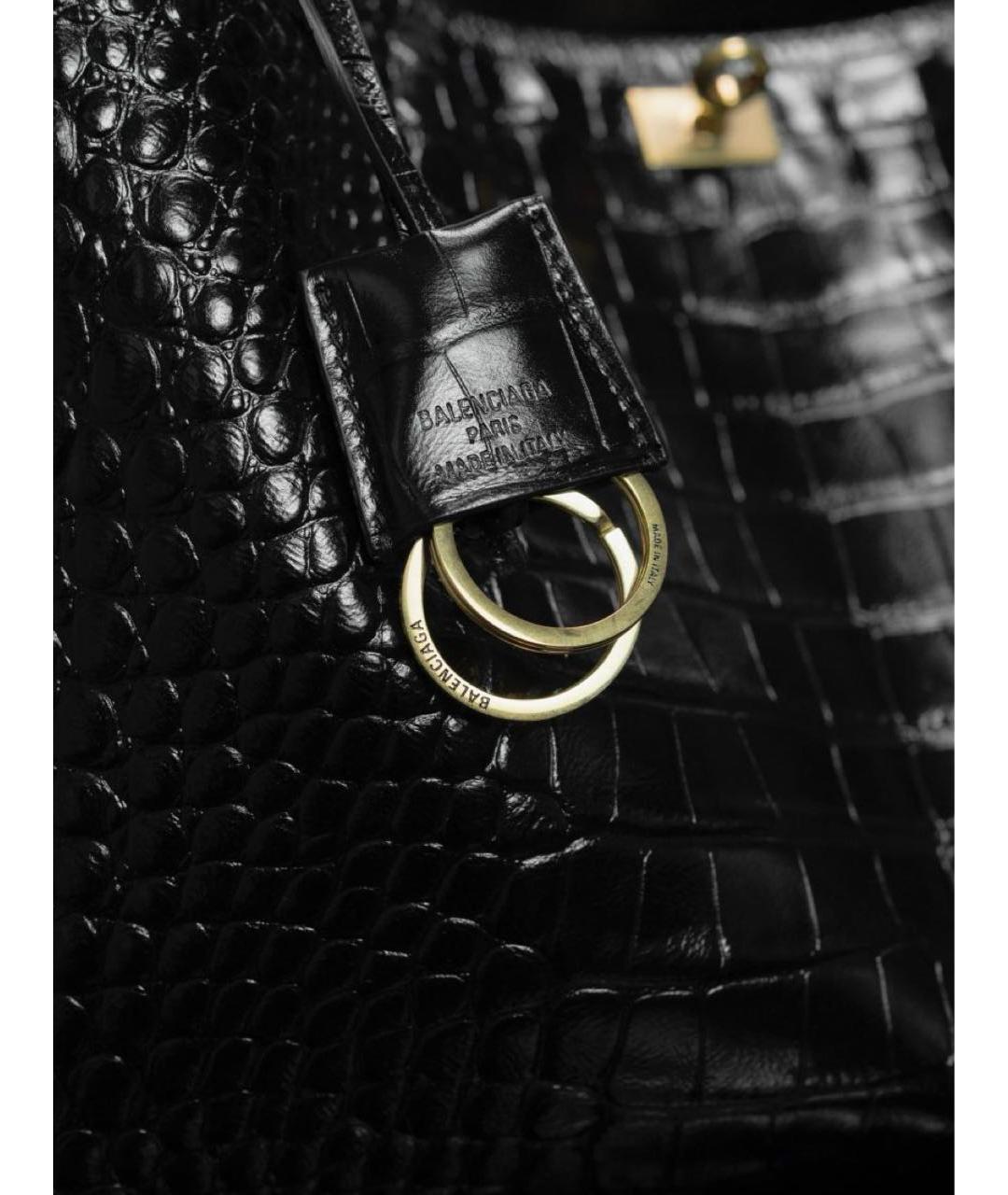 BALENCIAGA Черная кожаная сумка с короткими ручками, фото 4