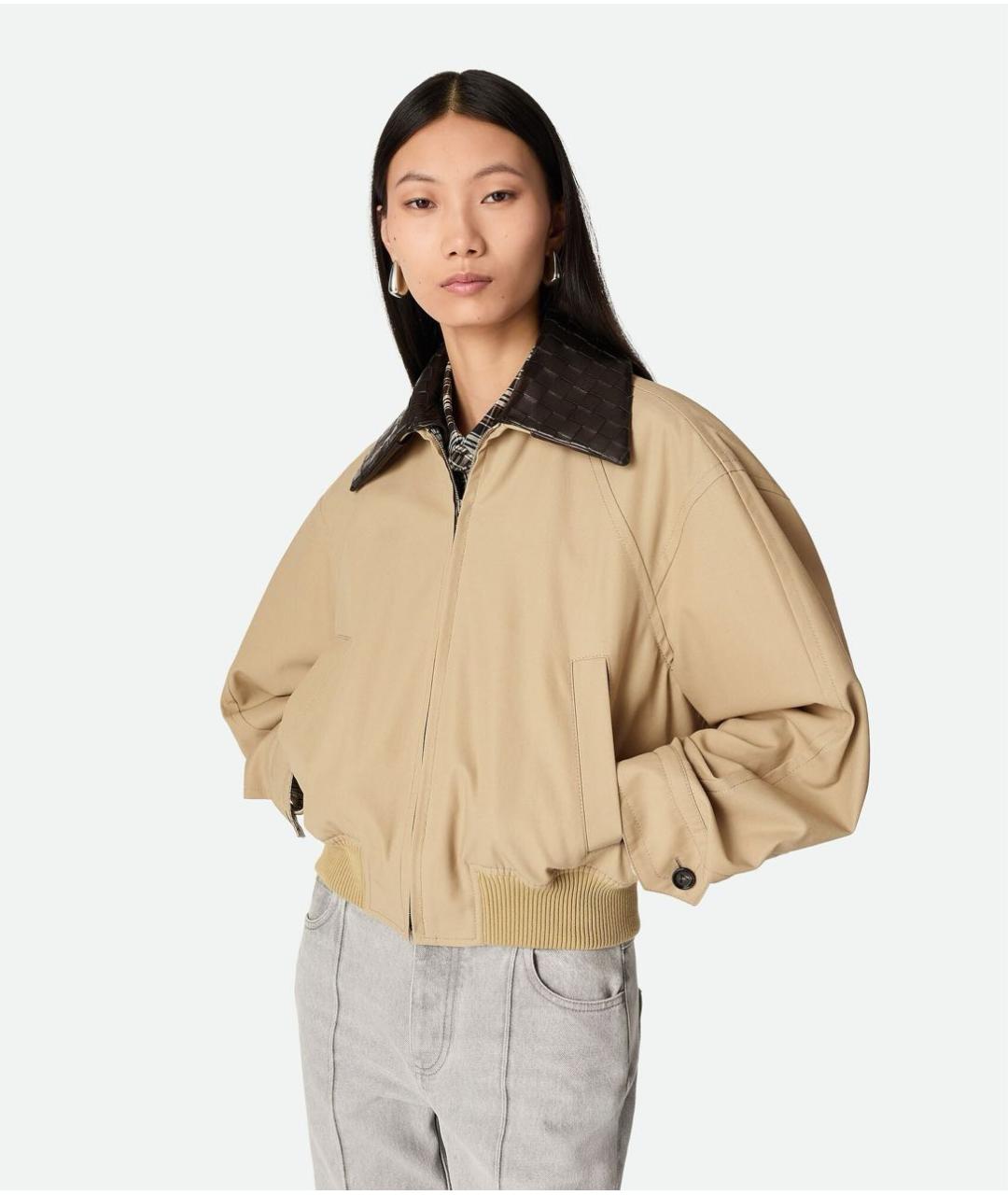 BOTTEGA VENETA Бежевая кожаная куртка, фото 5