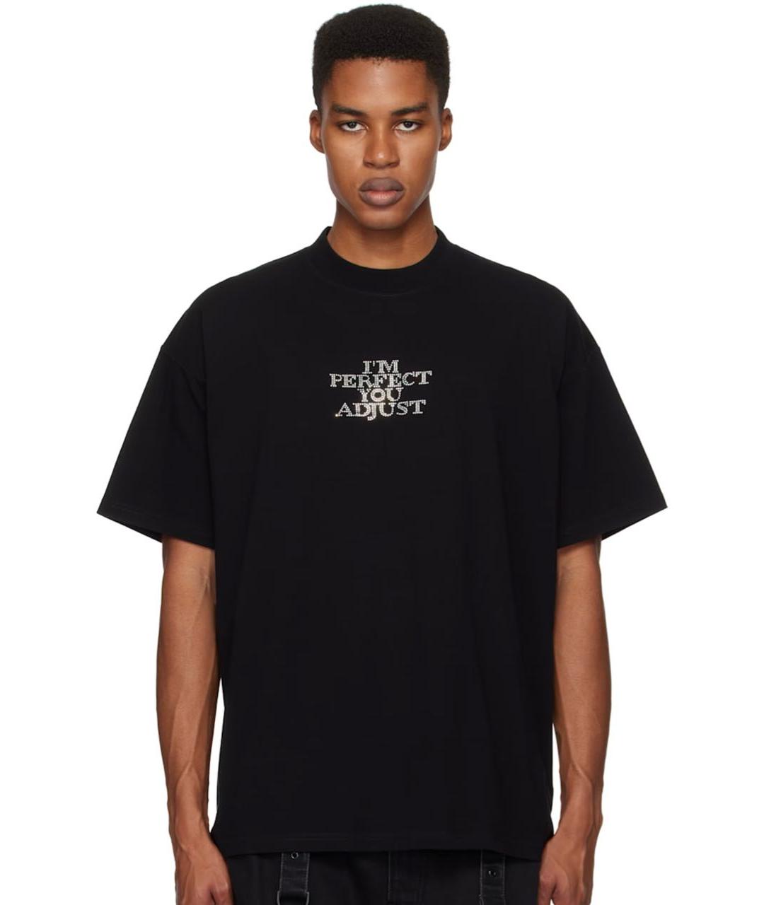 VETEMENTS Черная хлопковая футболка, фото 4