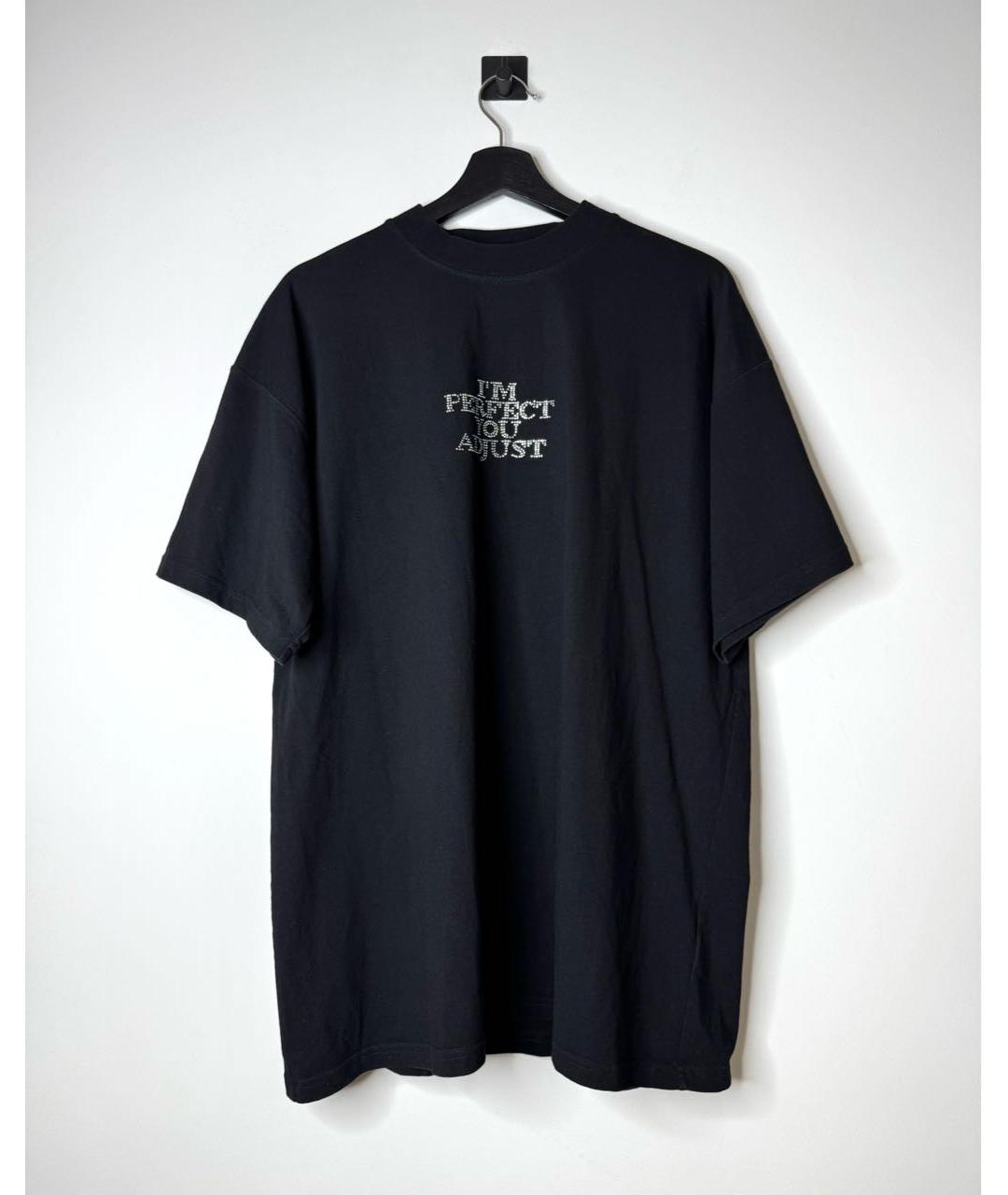VETEMENTS Черная хлопковая футболка, фото 2