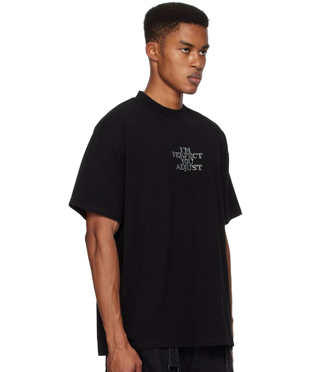 VETEMENTS Черная хлопковая футболка, фото 5