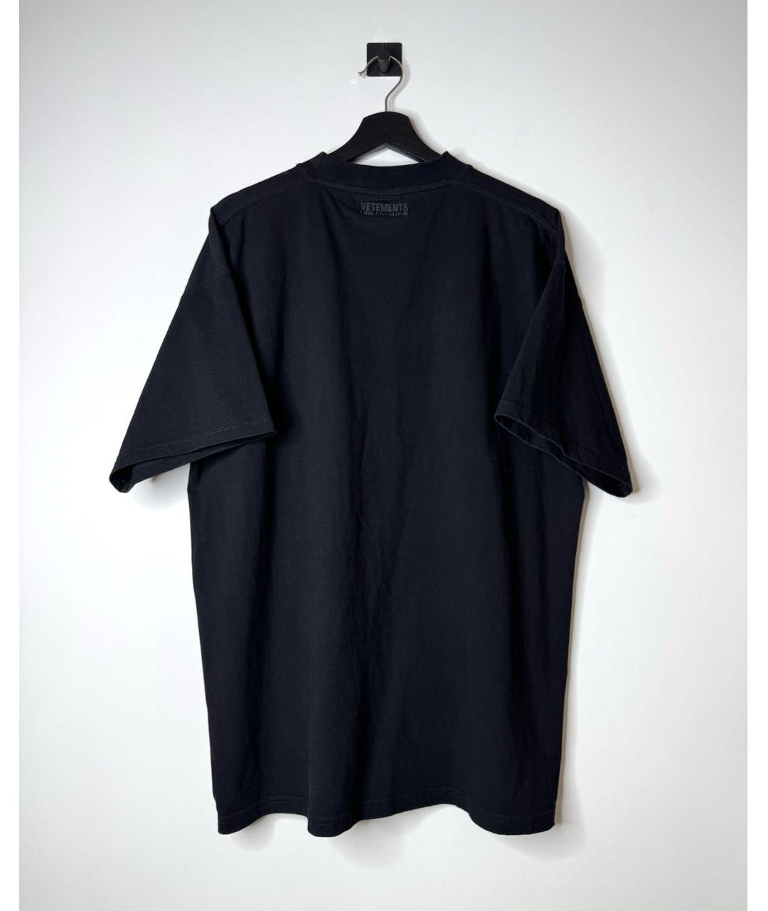 VETEMENTS Черная хлопковая футболка, фото 3