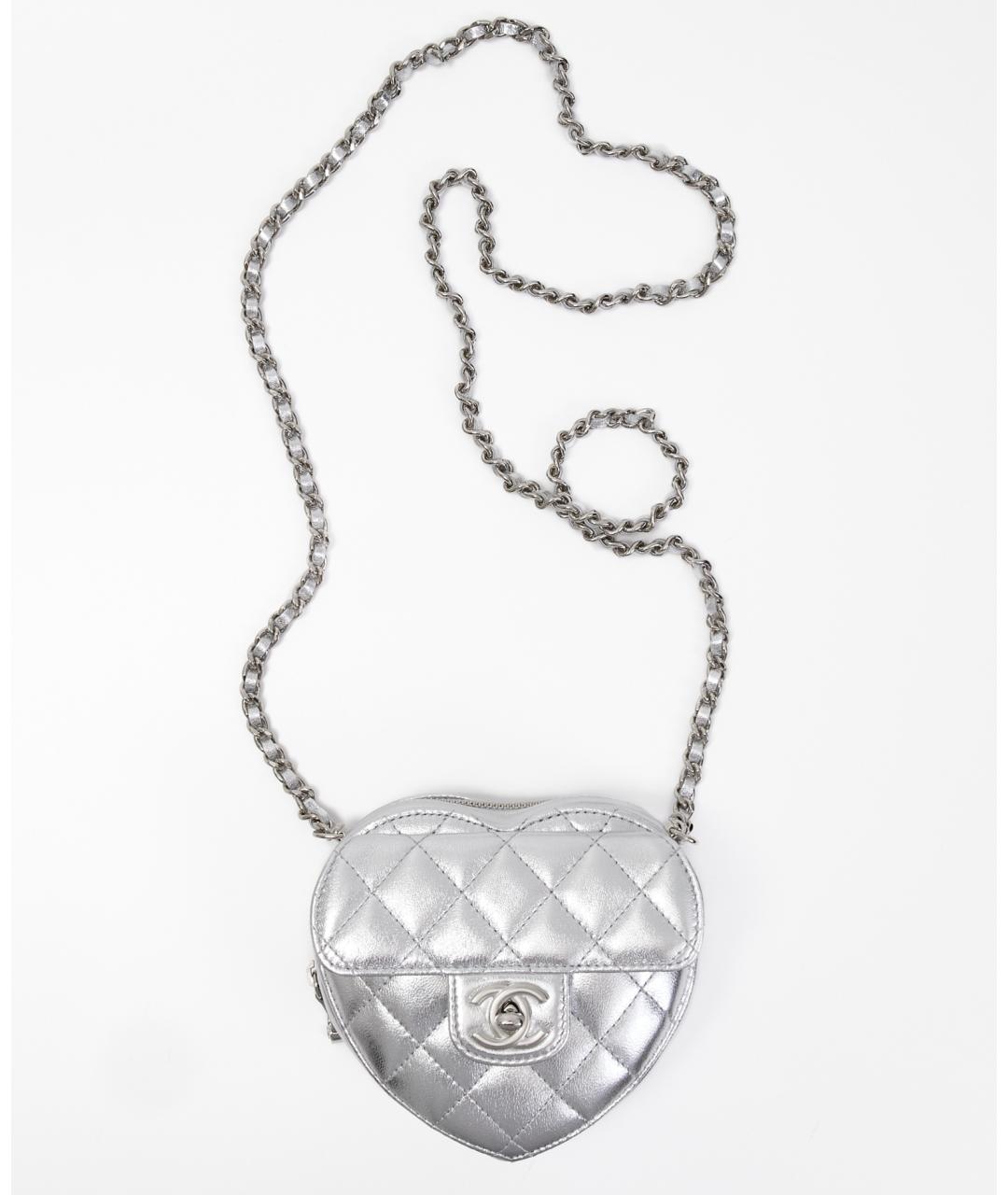 CHANEL Серебряная кожаная сумка через плечо, фото 6