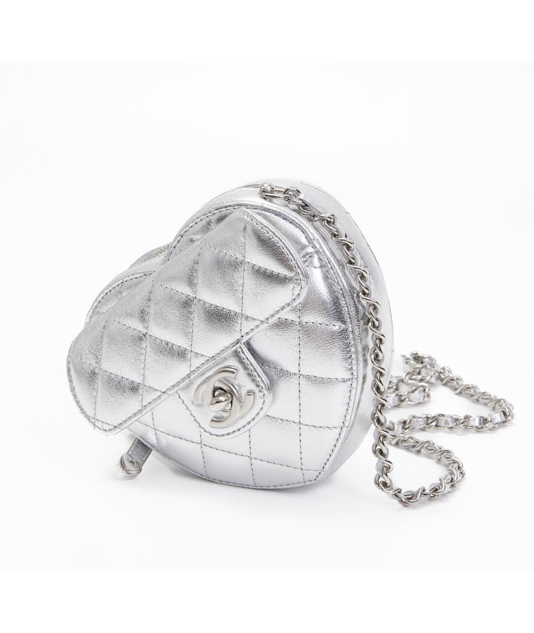 CHANEL Серебряная кожаная сумка через плечо, фото 3