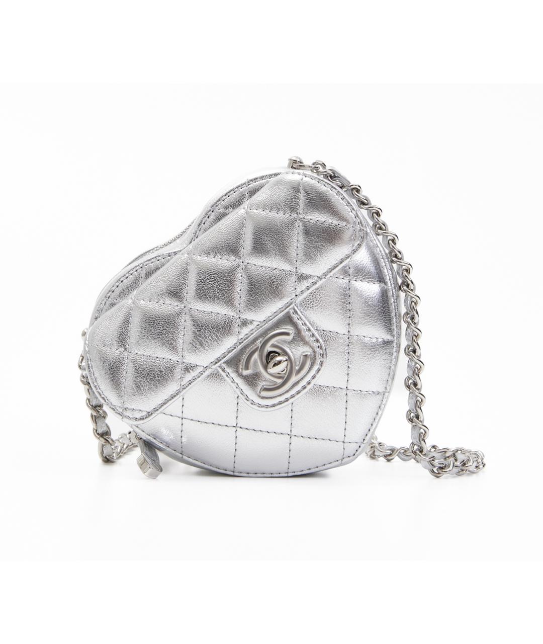 CHANEL Серебряная кожаная сумка через плечо, фото 4