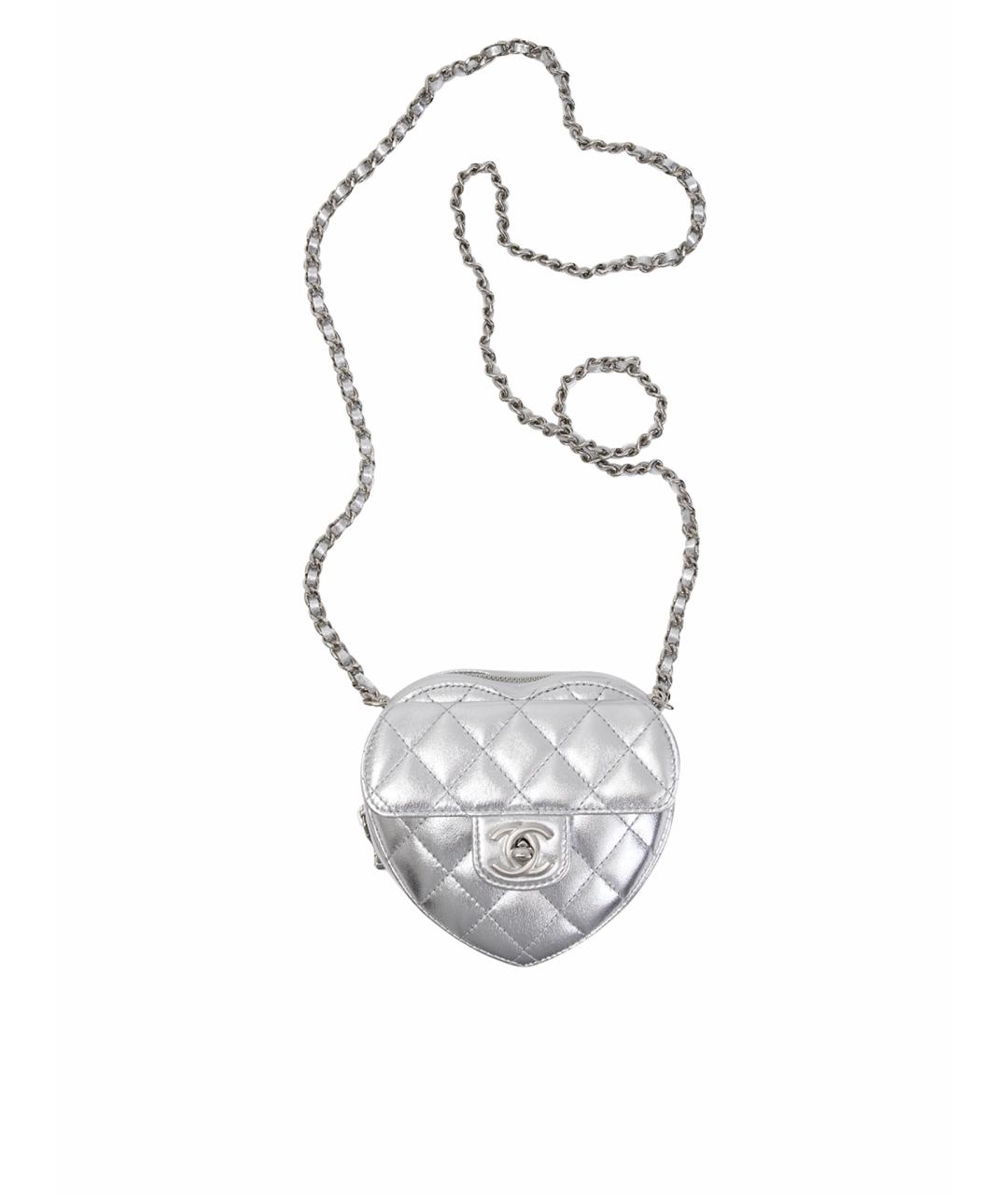 CHANEL Серебряная кожаная сумка через плечо, фото 1