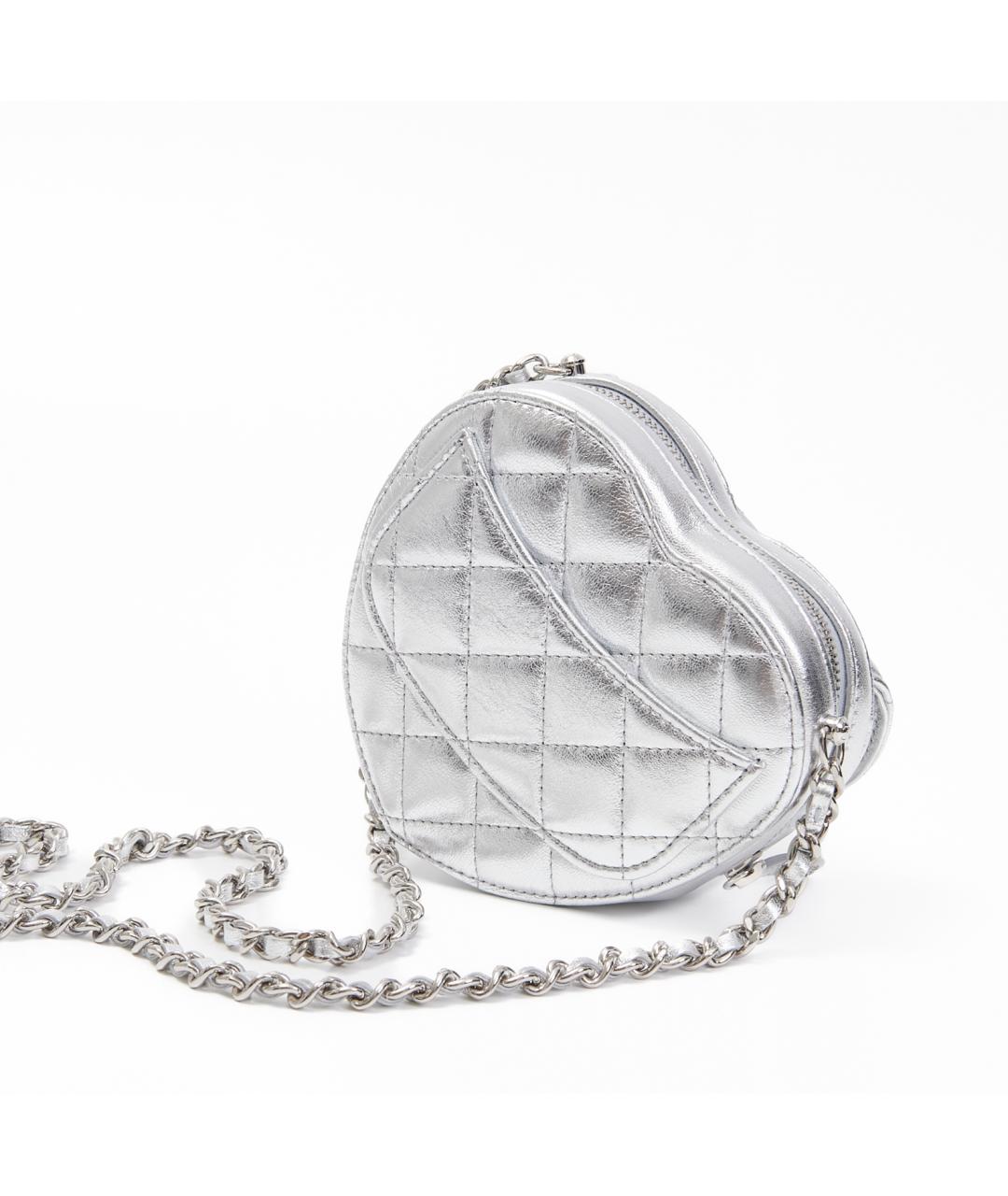 CHANEL Серебряная кожаная сумка через плечо, фото 2
