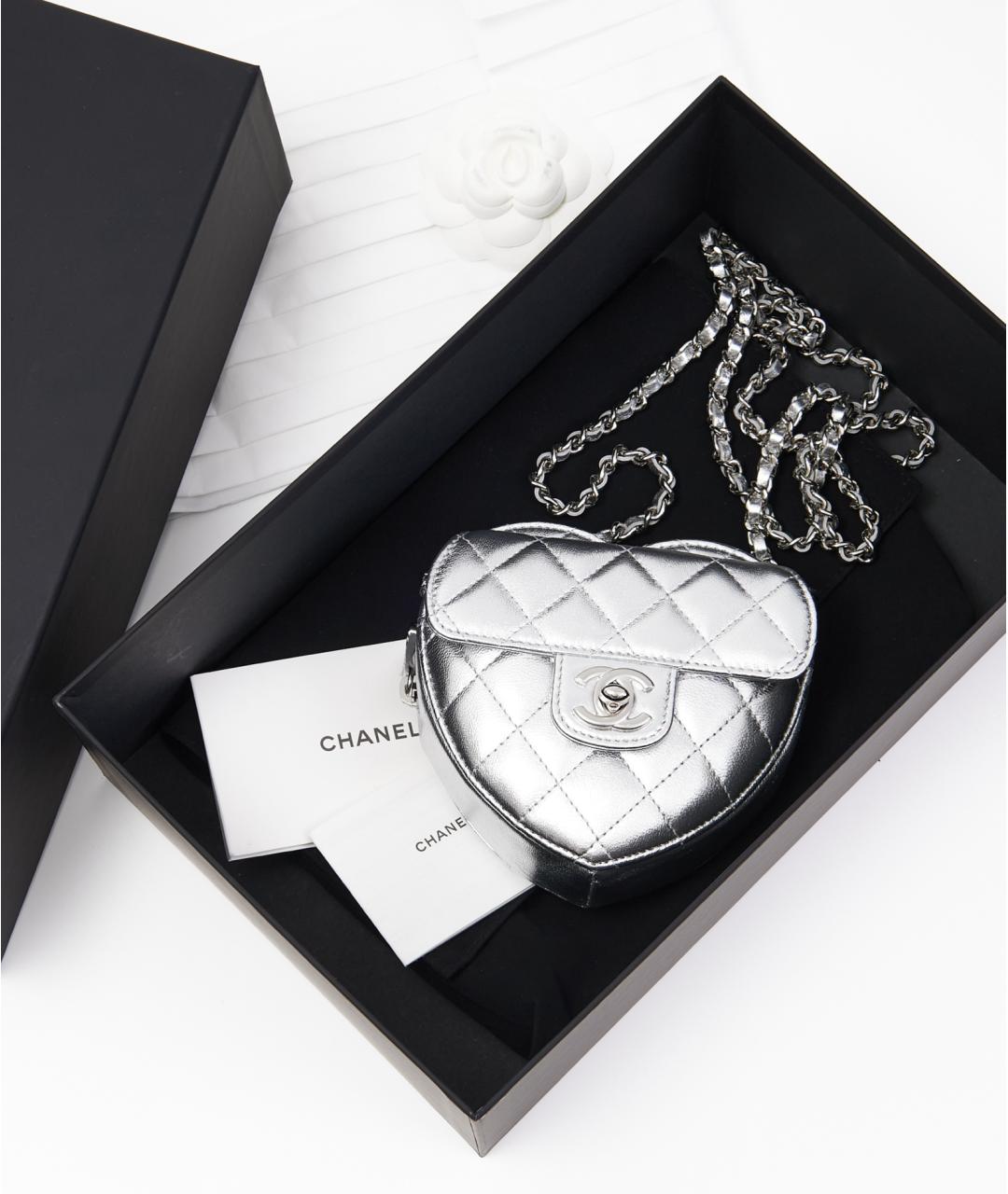 CHANEL Серебряная кожаная сумка через плечо, фото 5