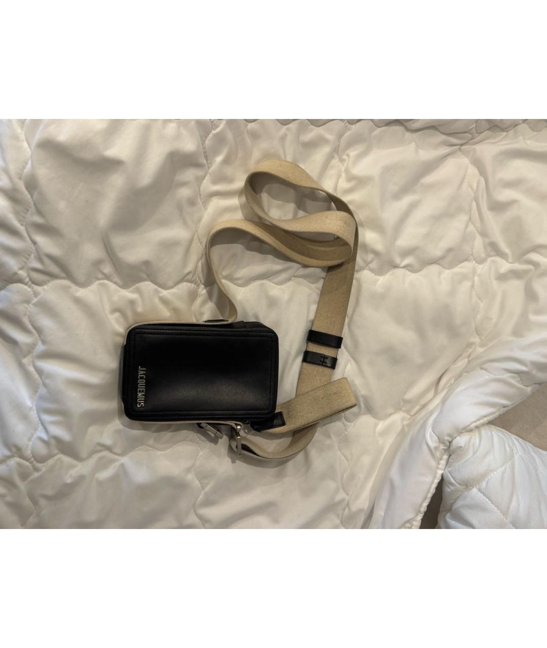 JACQUEMUS Черная кожаная сумка на плечо, фото 4