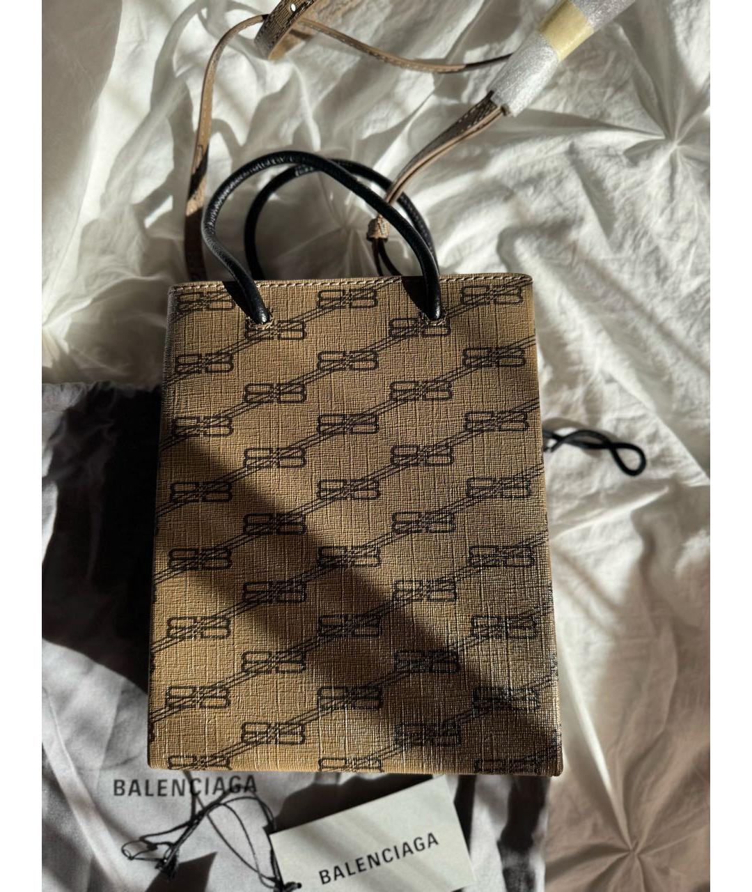 BALENCIAGA Коричневая сумка через плечо из искусственной кожи, фото 3