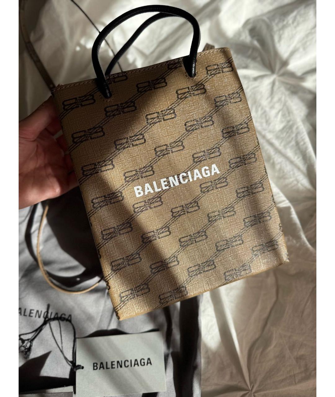 BALENCIAGA Коричневая сумка через плечо из искусственной кожи, фото 2
