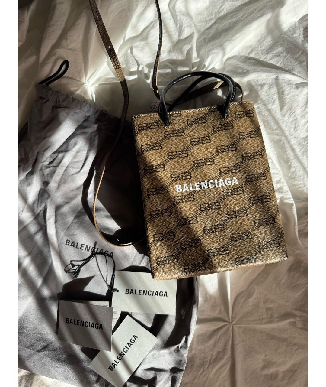 BALENCIAGA Коричневая сумка через плечо из искусственной кожи, фото 5