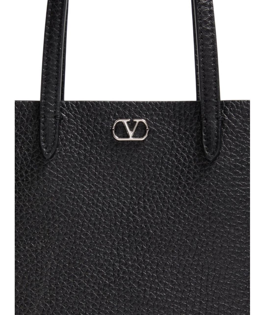 VALENTINO Черная кожаная сумка тоут, фото 6