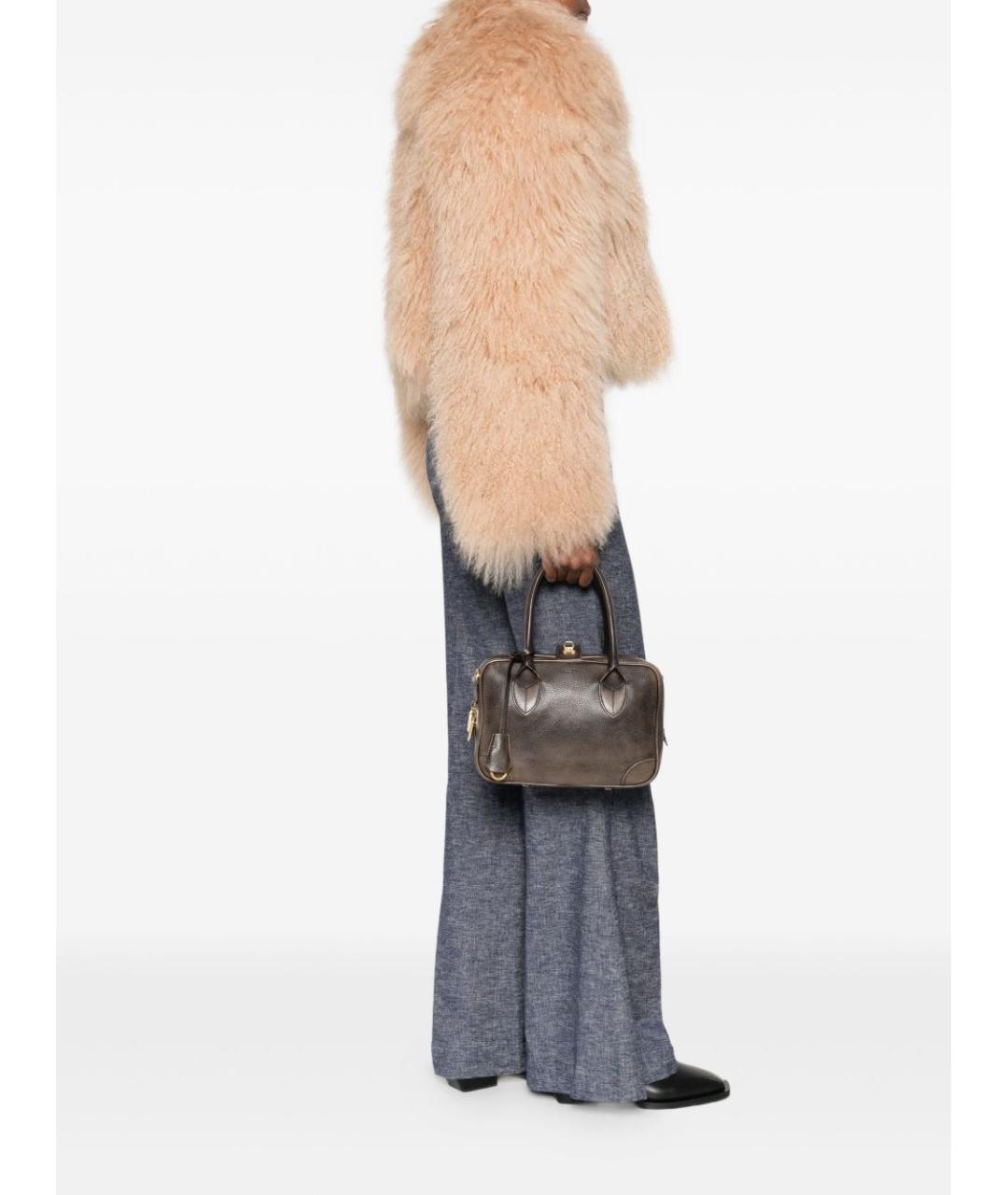 GOLDEN GOOSE DELUXE BRAND Коричневая кожаная сумка с короткими ручками, фото 2