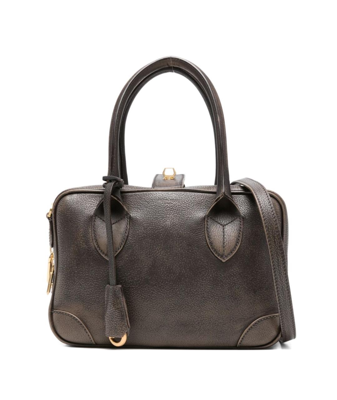 GOLDEN GOOSE DELUXE BRAND Коричневая кожаная сумка с короткими ручками, фото 1