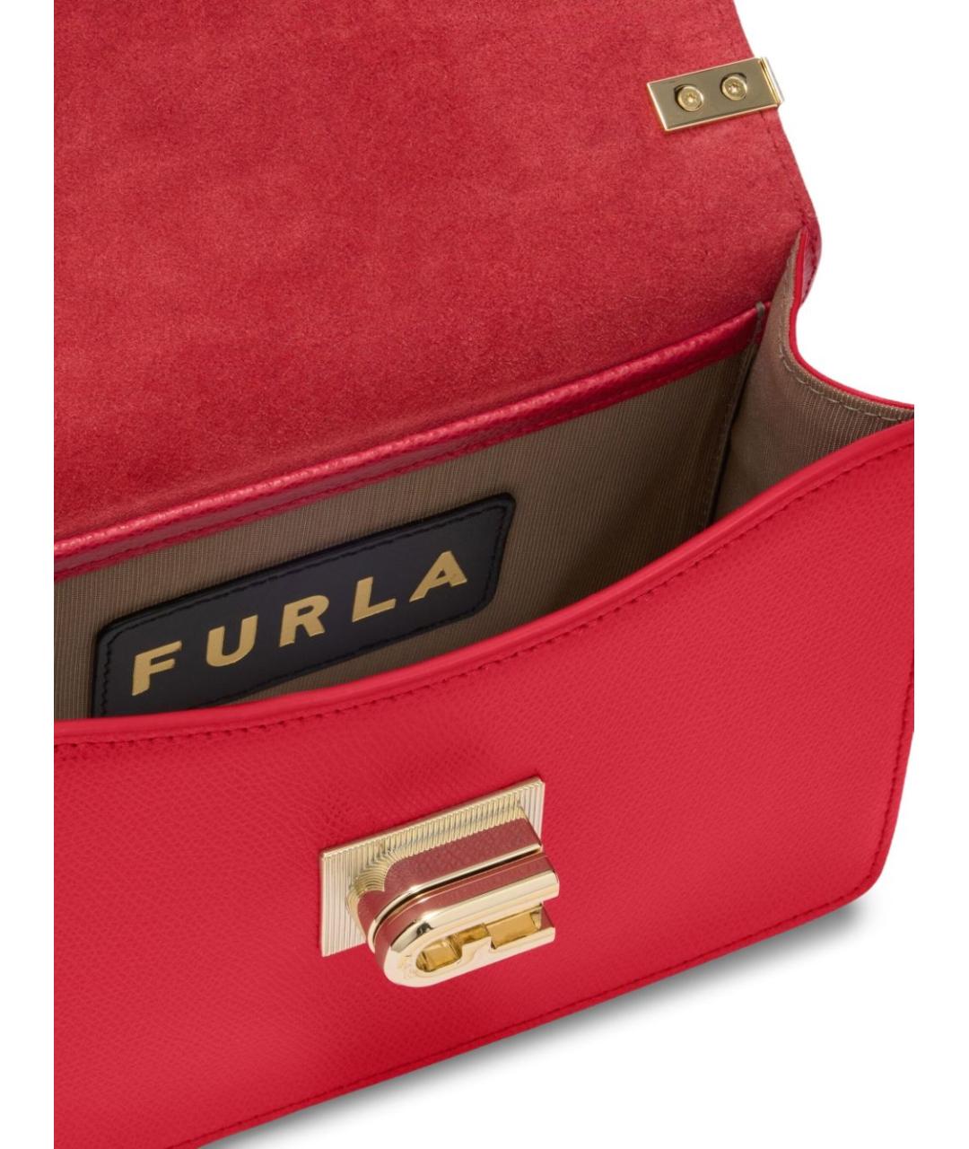 FURLA Красная кожаная сумка через плечо, фото 4