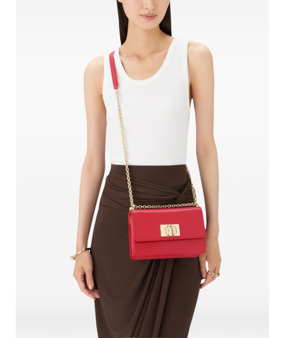 FURLA Красная кожаная сумка через плечо, фото 3