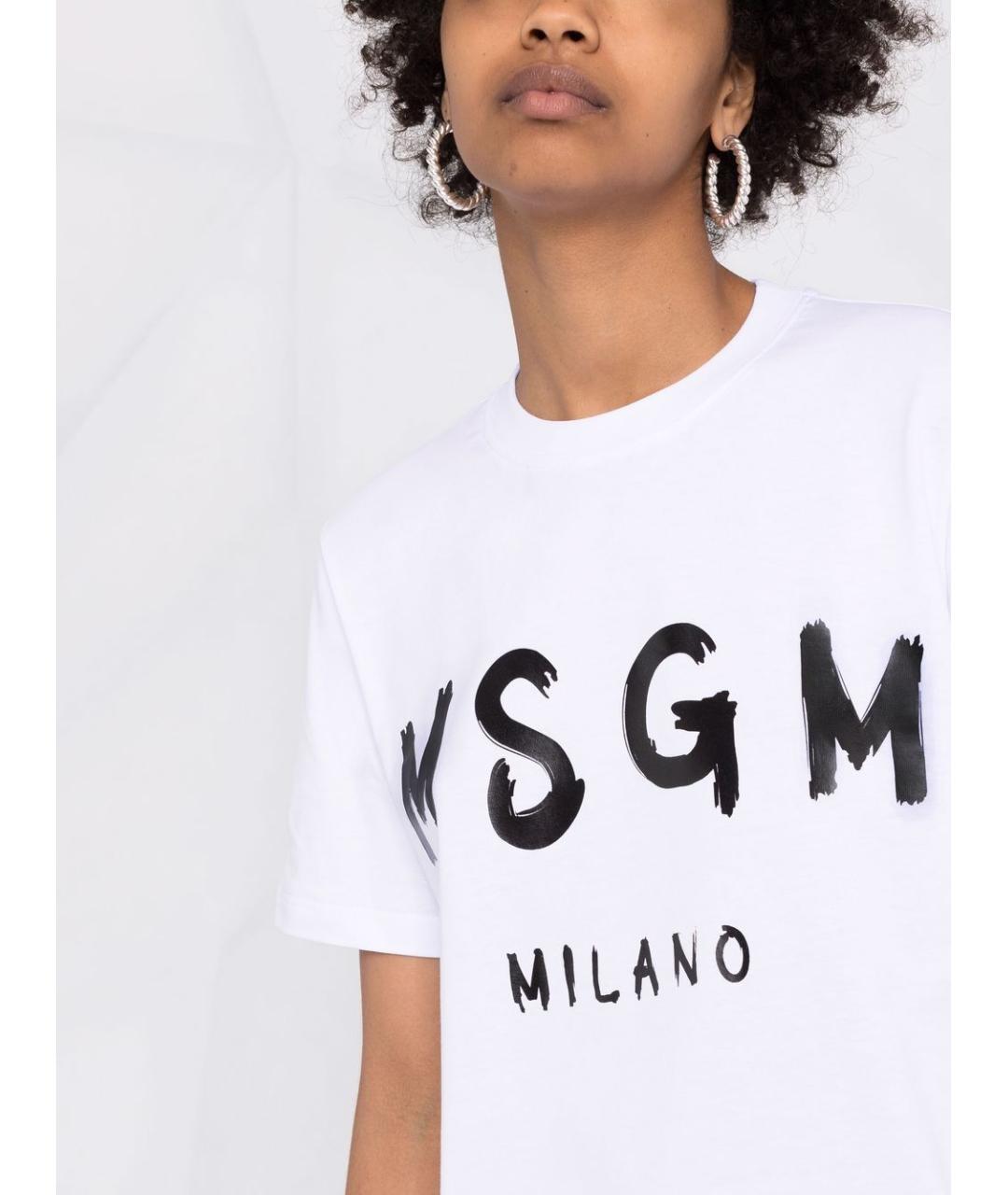 MSGM Белая хлопковая футболка, фото 2