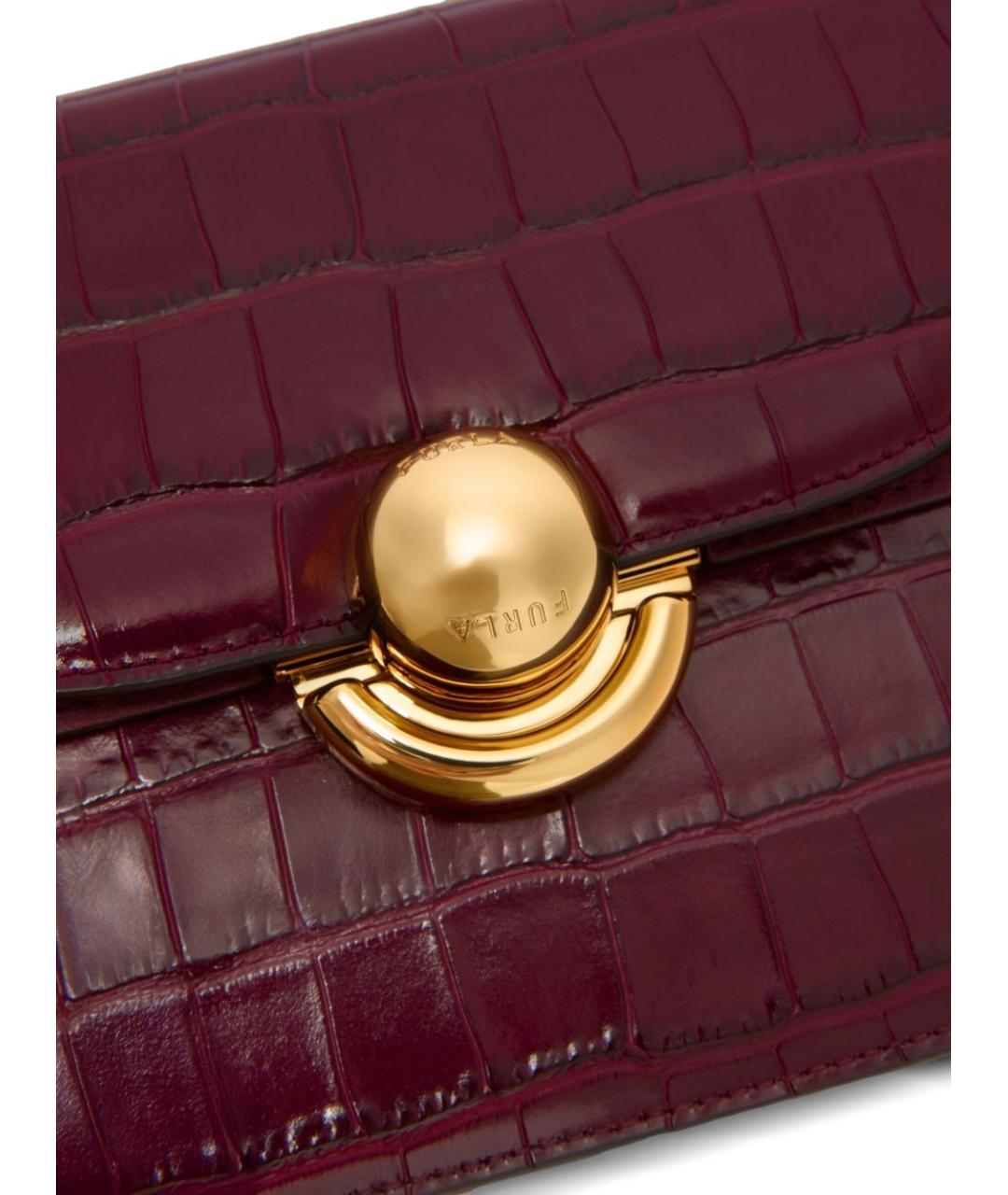 FURLA Бордовая кожаная сумка через плечо, фото 5