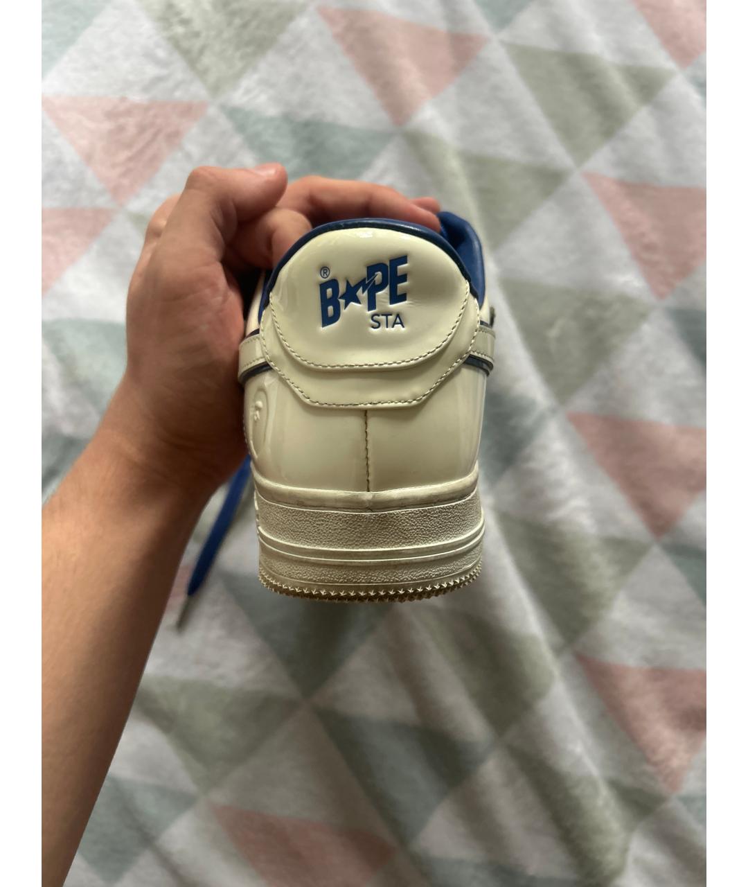 BAPE Белые кроссовки из лакированной кожи, фото 4