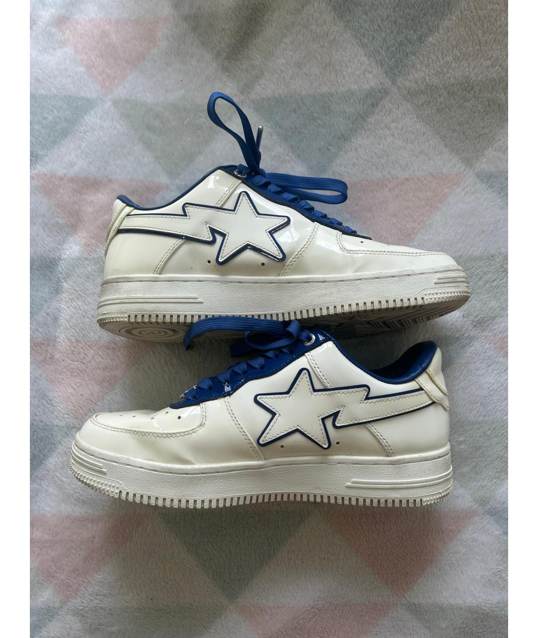 BAPE Белые кроссовки из лакированной кожи, фото 6