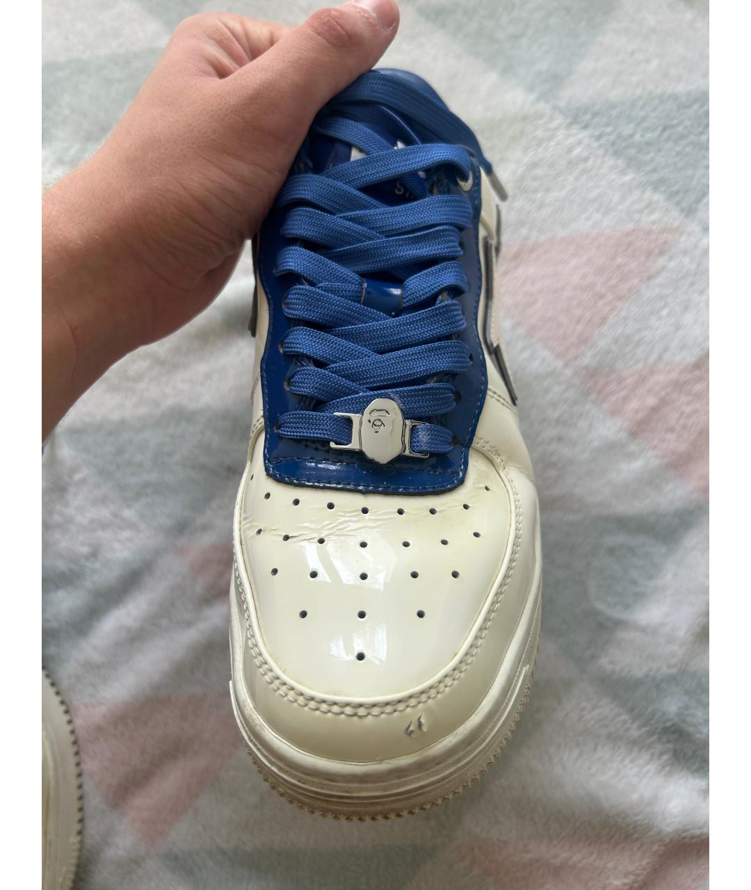 BAPE Белые кроссовки из лакированной кожи, фото 2